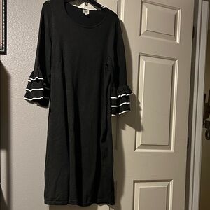 Charcoal grey Dress with White Accents